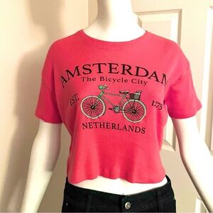 Amsterdam Bicycle City Graphic Crop Top Size Medium